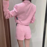 Houndstooth Texture Casual Suit Jacket Textured Culottes Suit For Women - Nioor