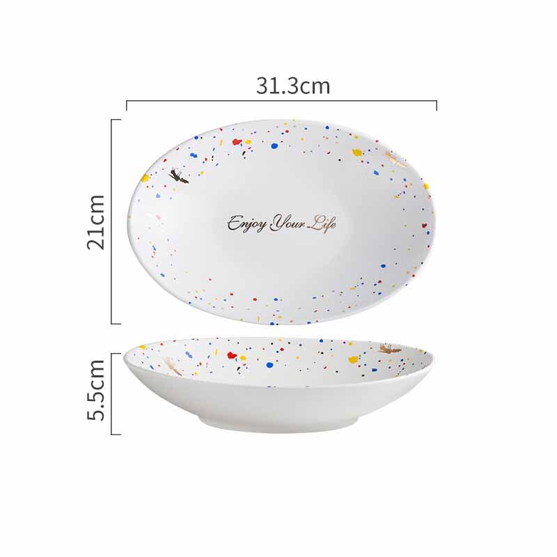Household Simple Ceramic Terrazzo Plate Tableware - Nioor