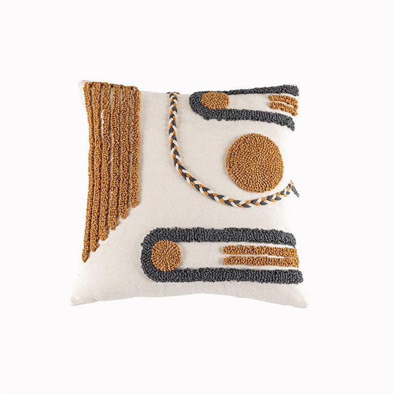 Indian Hand-tufted Cushion Cover, Ethnic Style Braid Loop Velvet Throw Pillow - Nioor