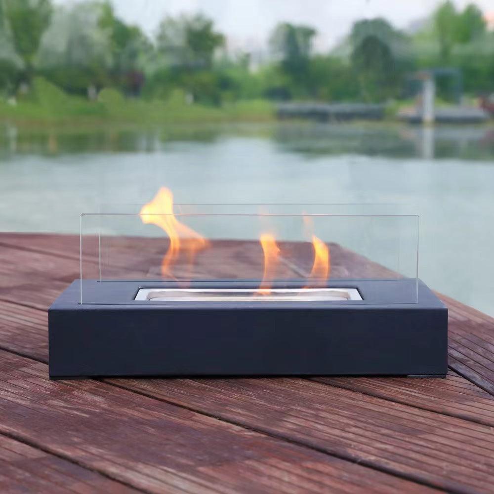 Indoor Fire Pit Mini Alcohol Lamp Fireplace Glass Table Accessories Personal Fireplace Indoor And Outdoor Camping Rectangle Fire Pit Alcohol Fireplace - Nioor