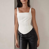 Inner Design White Square-cut Collar Sleeveless Top - Nioor