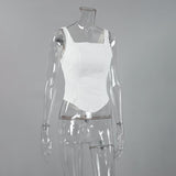 Inner Design White Square-cut Collar Sleeveless Top - Nioor