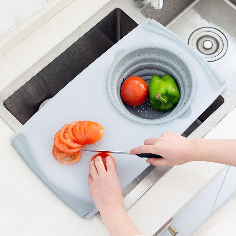 Innovative Multi-Functional 3 in 1 Chopping Board Detachable Folding Drain Basket Sink Cutting Board - Nioor