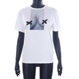 Ins Style Round Neck Short Sleeve Street Printing Long Wild T-shirt - Nioor