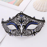 Iron Mask Metal Mask Cat Head White Metal Hollow Diamond Eye Mask - Nioor