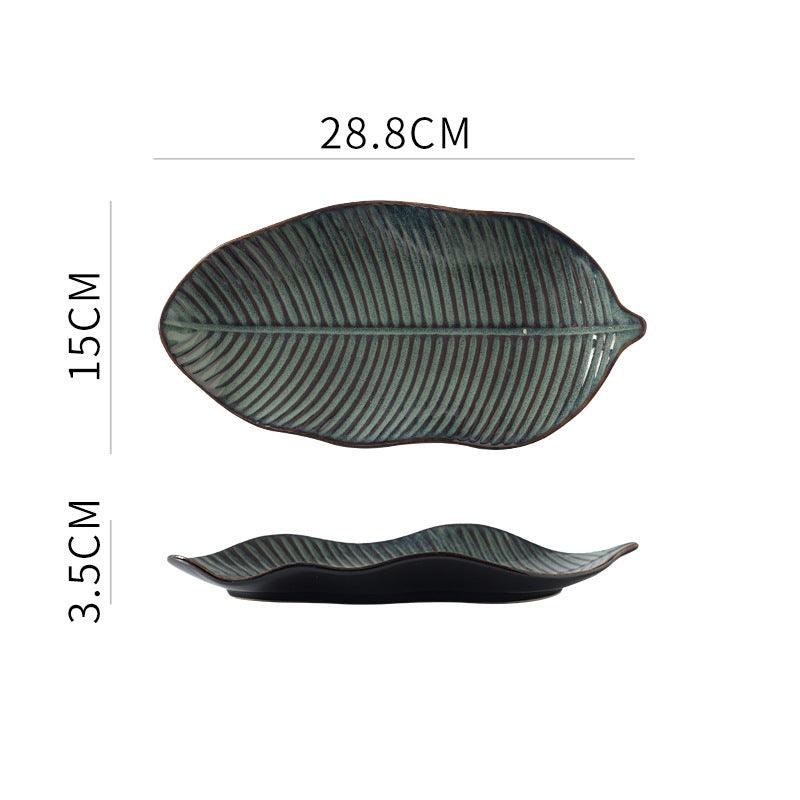 Japanese Fish Creative Leaf Dinner Household Kiln Changed Ceramic Dinner Plate - Nioor