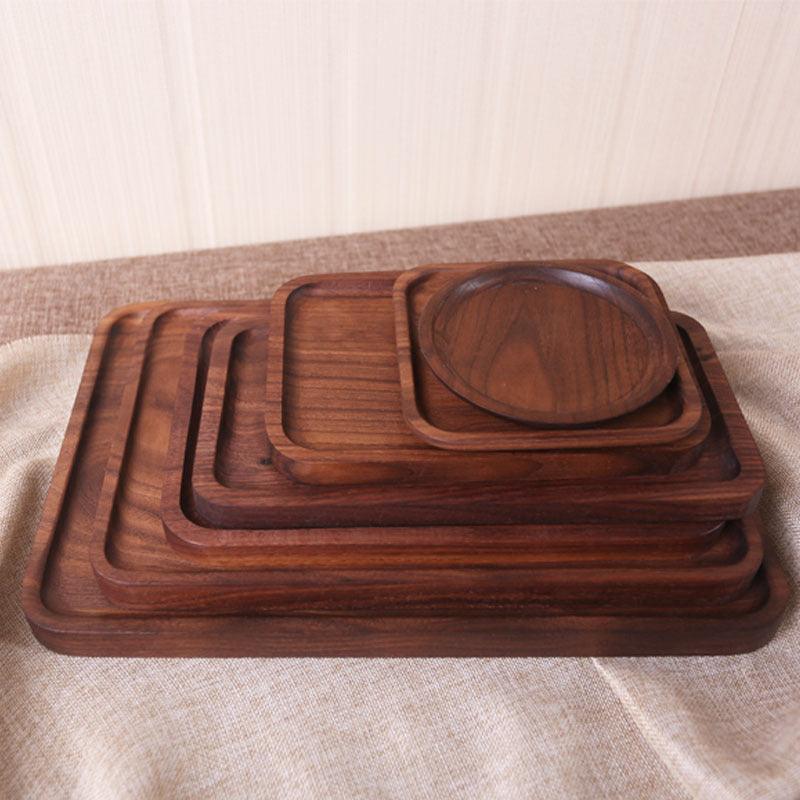 Japanese Style Wooden Black Walnut Rectangular Dinner Plate - Nioor