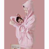 Kangaroo Mother Baby One-piece Coat Plush Nursing Sweater Coat - Nioor