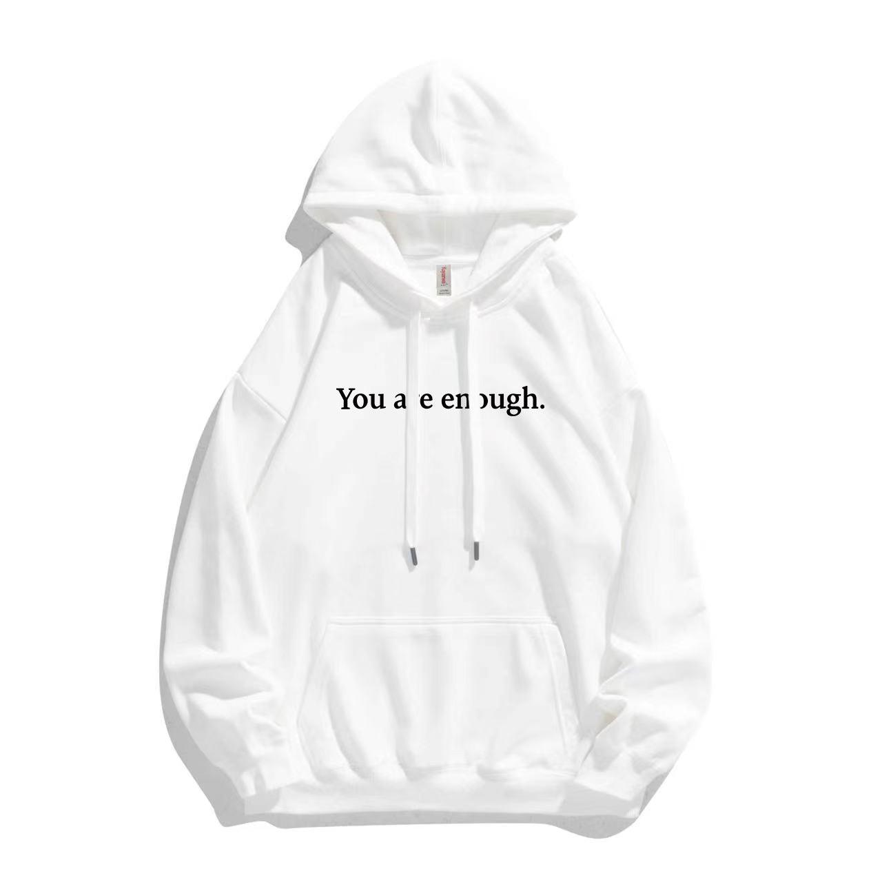 Kangaroo Pocket Drawstring Printed Hoodie - Nioor