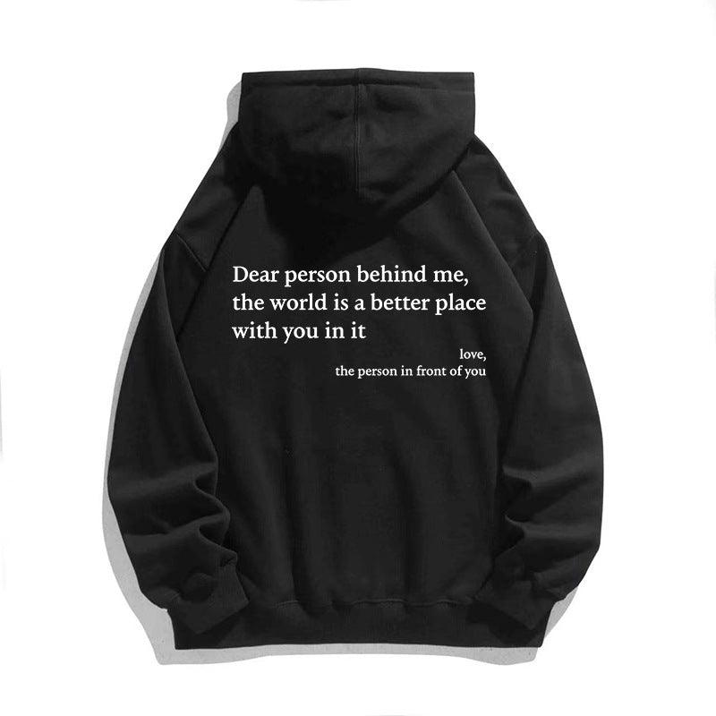 Kangaroo Pocket Drawstring Printed Hoodie - Nioor