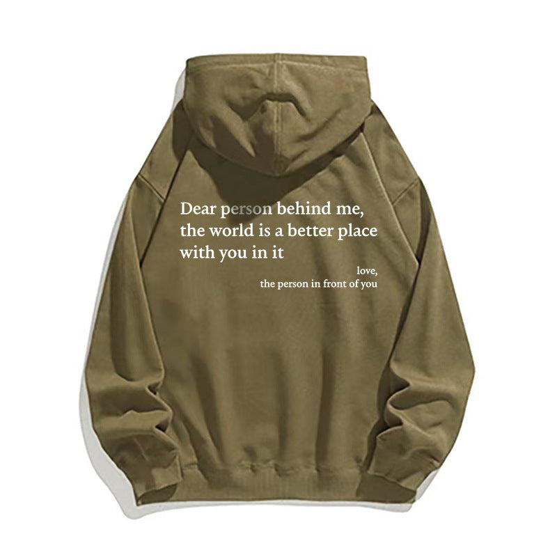 Kangaroo Pocket Drawstring Printed Hoodie - Nioor