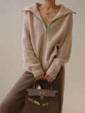 Khaki Knitted Cardigan For Women Autumn - Nioor