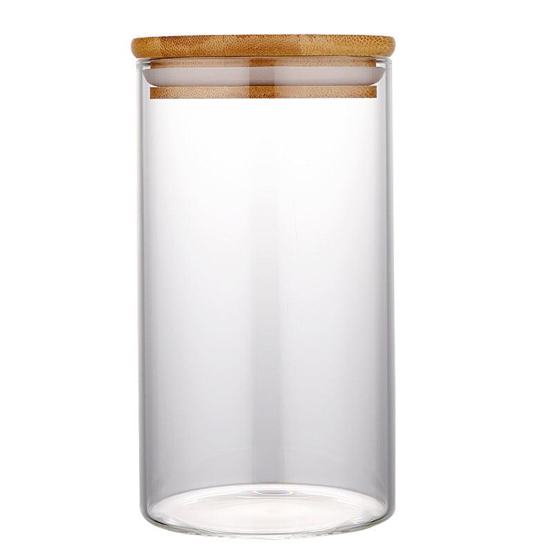 Kitchen Jar For Food Storage Round High Borosilicate Food Glass Jars with Bamboo Lid - Nioor