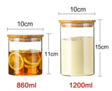 Kitchen Jar For Food Storage Round High Borosilicate Food Glass Jars with Bamboo Lid - Nioor