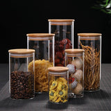 Kitchen Jar For Food Storage Round High Borosilicate Food Glass Jars with Bamboo Lid - Nioor