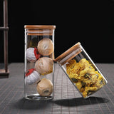 Kitchen Jar For Food Storage Round High Borosilicate Food Glass Jars with Bamboo Lid - Nioor