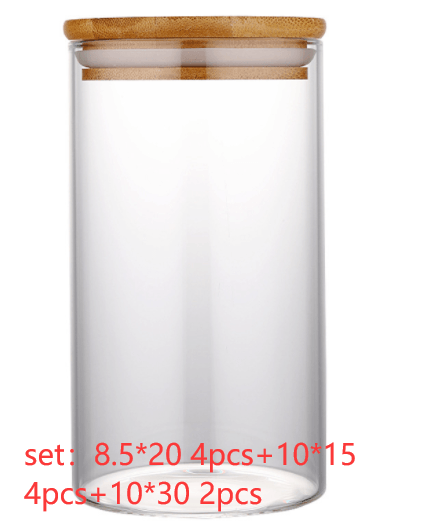 Kitchen Jar For Food Storage Round High Borosilicate Food Glass Jars with Bamboo Lid - Nioor