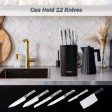 Knife Block Holder, Universal Knife Block without Knives, Unique Double-Layer Wavy Design, Round Black Knife Holder for Kitchen, Space Saver Knife Storage with Scissors Slot Amazon Platform Banned - Nioor