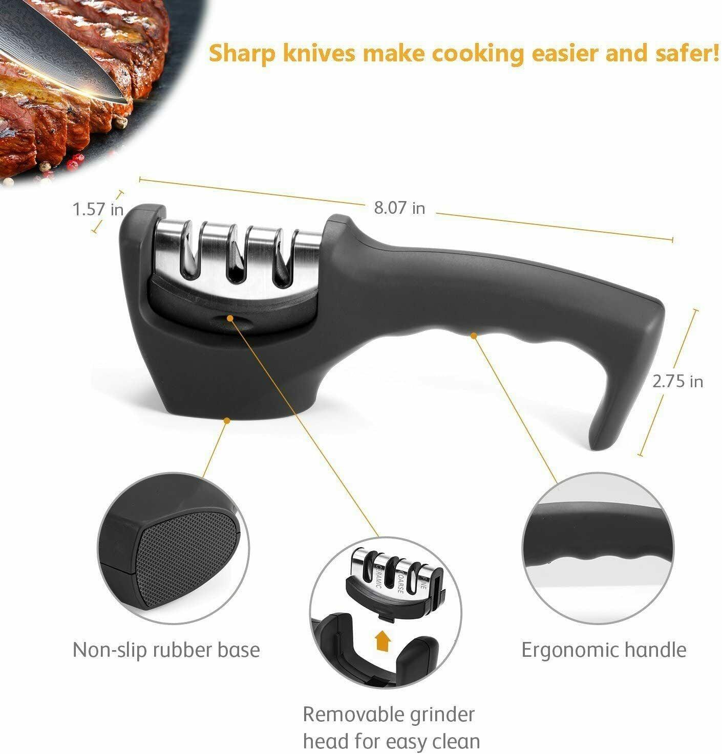 KNIFE SHARPENER Ceramic Tungsten Kitchen Knives Blade Sharpening System Tool USA - Nioor