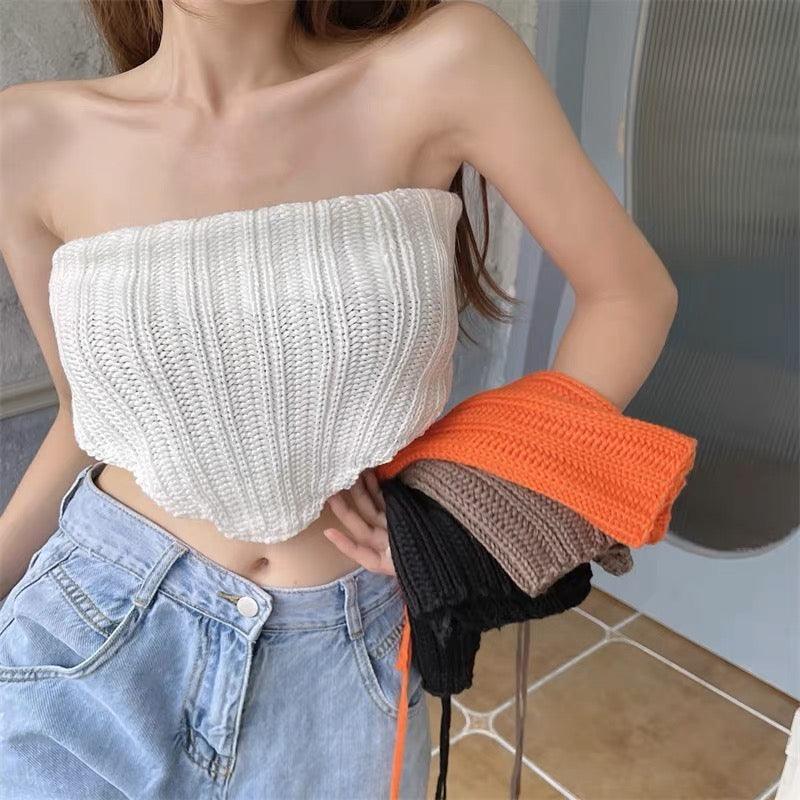 Knitted Tube Top Bottoming Vest - Nioor