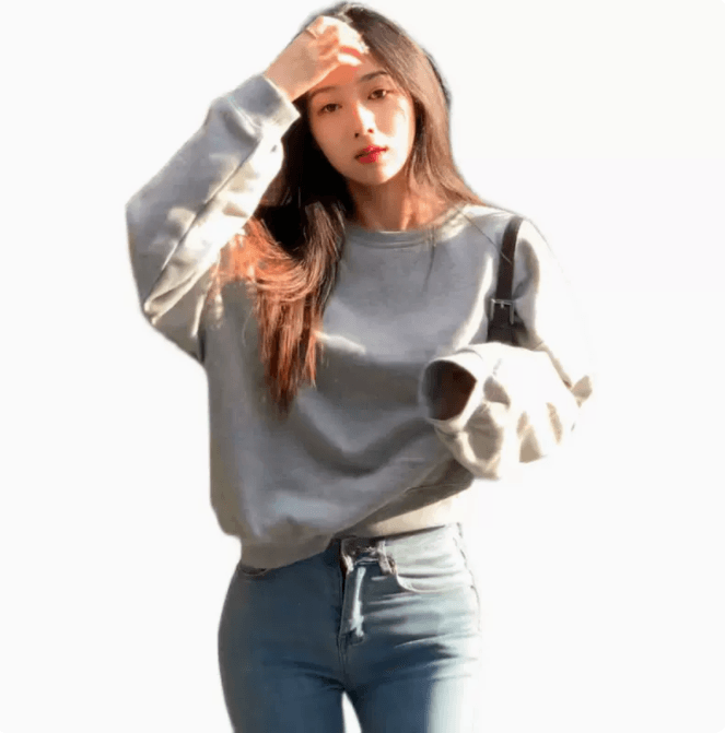 Korean Style High Waist Short Grey Sweater - Nioor