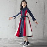 Korean Version Of The Big Kids Girls Multi-color Stitching Fashion A-line Skirt - Nioor