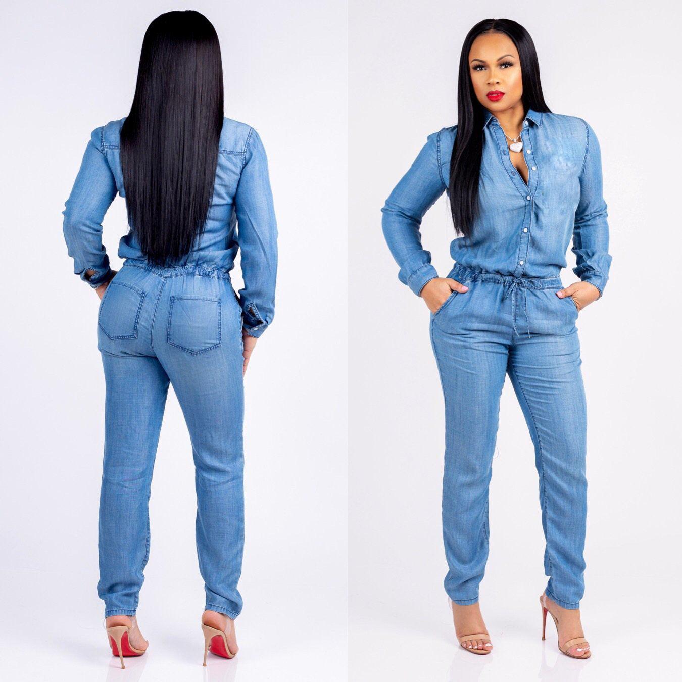 Lace-up Jeans Women's Slim Casual Jumpsuit - Nioor