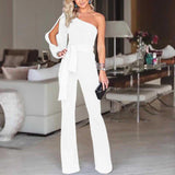 Ladies High Waist Slim One-Shoulder Jumpsuit - Nioor