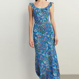 Ladies Holiday Blues Floral Elegant Dress - Nioor