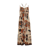 Ladies Loose Chiffon Printed Sling Dress - Nioor