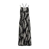 Ladies Loose Chiffon Printed Sling Dress - Nioor