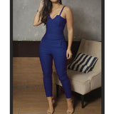 Ladies Summer Solid Color Skinny Jumpsuit High Stretch Suspender Jumpsuit - Nioor