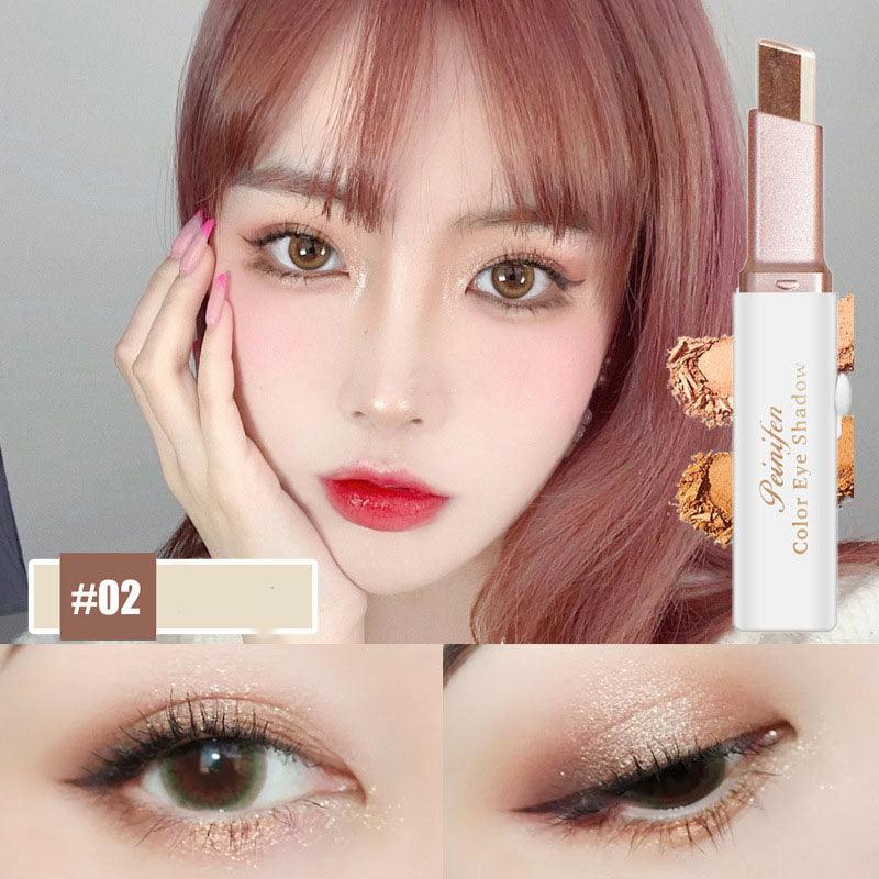 Lazy Eyeshadow Stick Stereo Gradient Shimmer Double Color Eye Shadow Pen Waterproof Easy To Wear Eyeshadow - Nioor