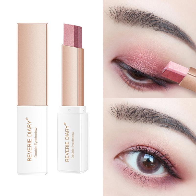 Lazy Eyeshadow Stick Stereo Gradient Shimmer Double Color Eye Shadow Pen Waterproof Easy To Wear Eyeshadow - Nioor