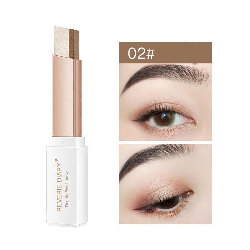 Lazy Eyeshadow Stick Stereo Gradient Shimmer Double Color Eye Shadow Pen Waterproof Easy To Wear Eyeshadow - Nioor