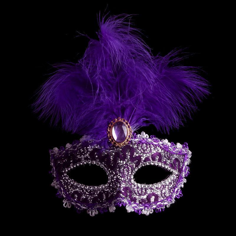 Leather Feather Mask Ball Party Mask - Nioor