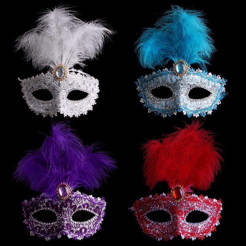 Leather Feather Mask Ball Party Mask - Nioor