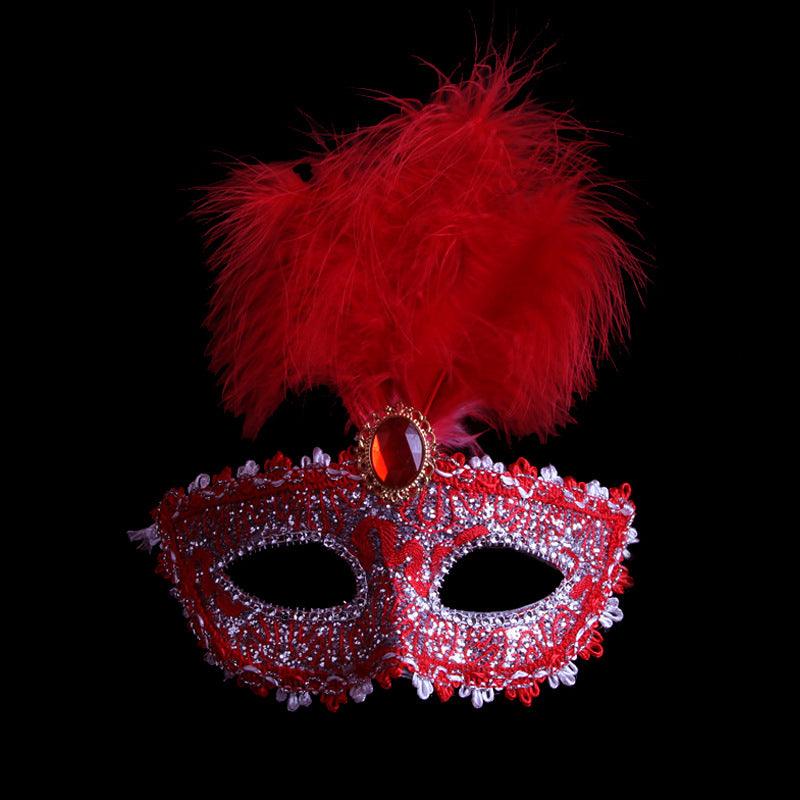 Leather Feather Mask Ball Party Mask - Nioor