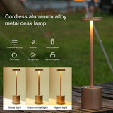 LED Aluminum Alloy Waterproof Rechargeable Desk Lamp Touch Dimming Metal Table Lamps For Bar Living Room Reading Camping Light - Nioor