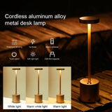 LED Aluminum Alloy Waterproof Rechargeable Desk Lamp Touch Dimming Metal Table Lamps For Bar Living Room Reading Camping Light - Nioor