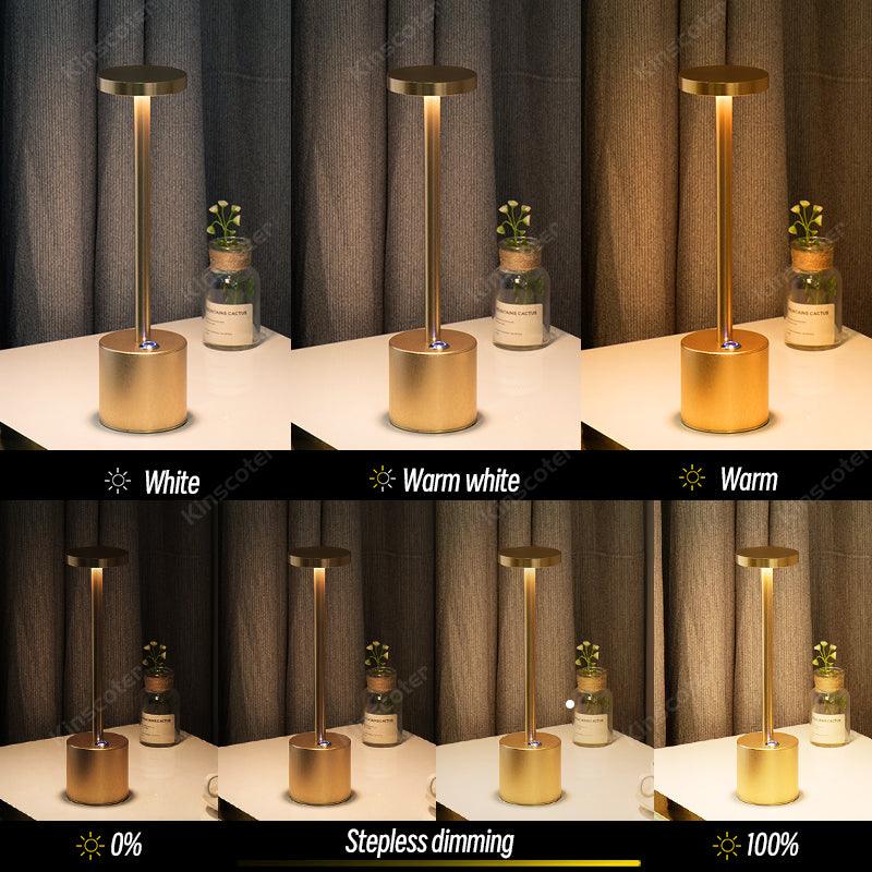 LED Aluminum Alloy Waterproof Rechargeable Desk Lamp Touch Dimming Metal Table Lamps For Bar Living Room Reading Camping Light - Nioor