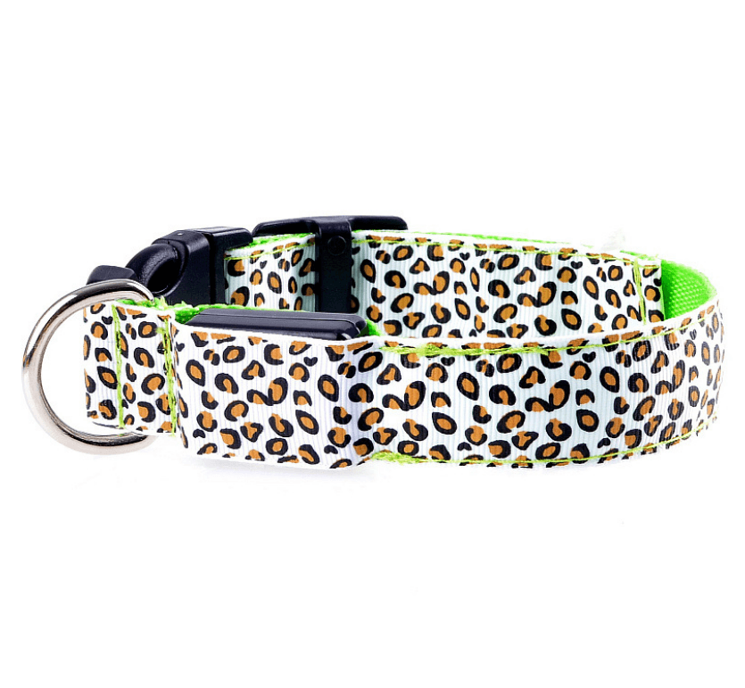 LED Dog Collar Safety Adjustable Nylon Leopard Pet Collar - Nioor