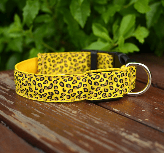 LED Dog Collar Safety Adjustable Nylon Leopard Pet Collar - Nioor