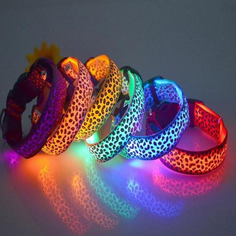 LED Dog Collar Safety Adjustable Nylon Leopard Pet Collar - Nioor