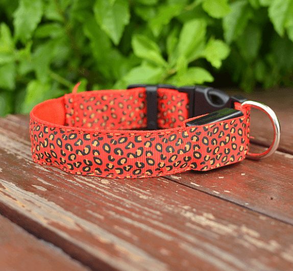 LED Dog Collar Safety Adjustable Nylon Leopard Pet Collar - Nioor