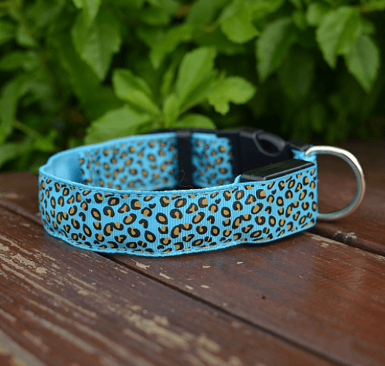 LED Dog Collar Safety Adjustable Nylon Leopard Pet Collar - Nioor