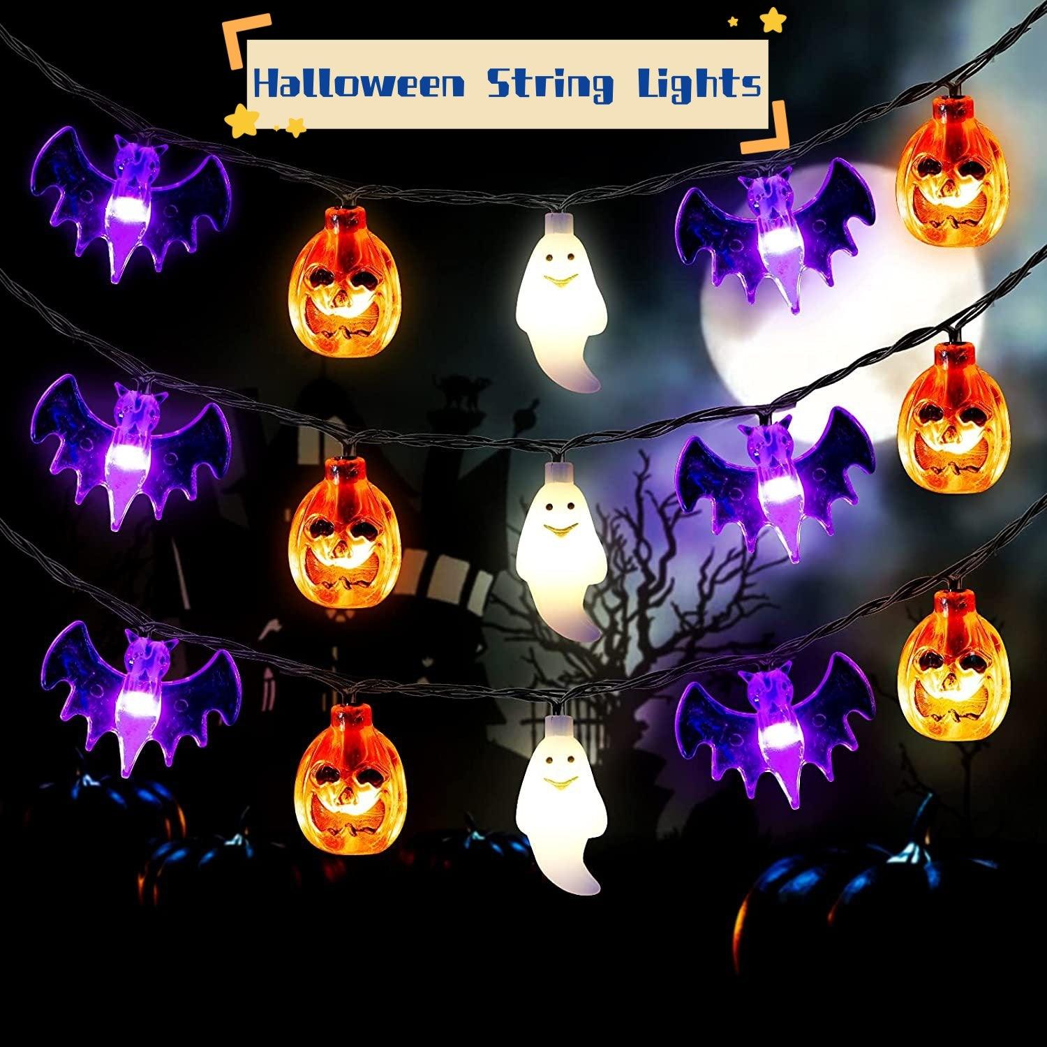 LED Halloween Pumpkin Spider Bat Skull String Light Lamp Home Garden Party Outdoor Halloween Decoration Lantern Light - Nioor