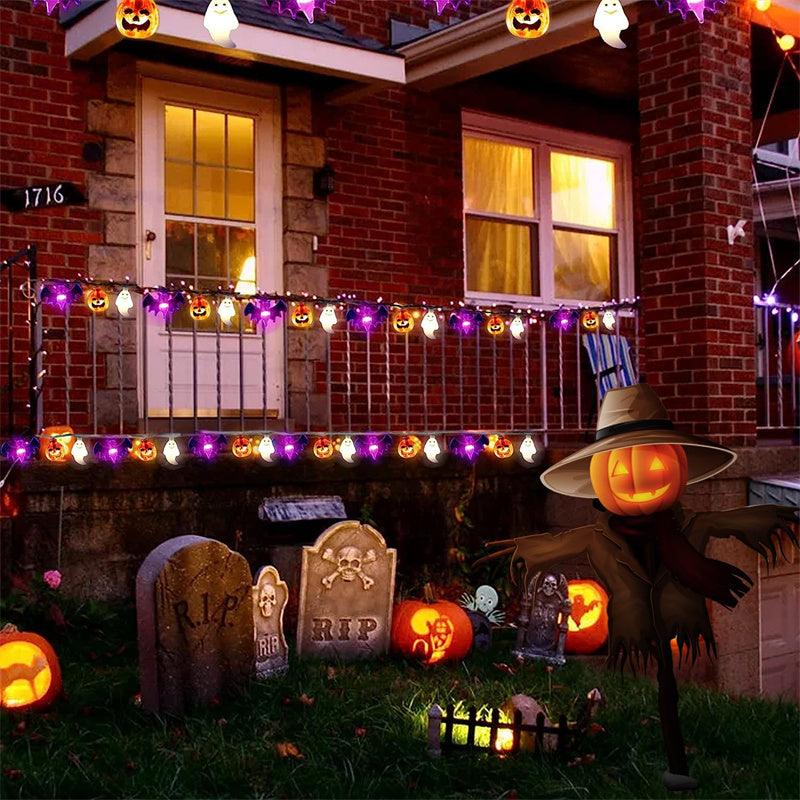 LED Halloween Pumpkin Spider Bat Skull String Light Lamp Home Garden Party Outdoor Halloween Decoration Lantern Light - Nioor