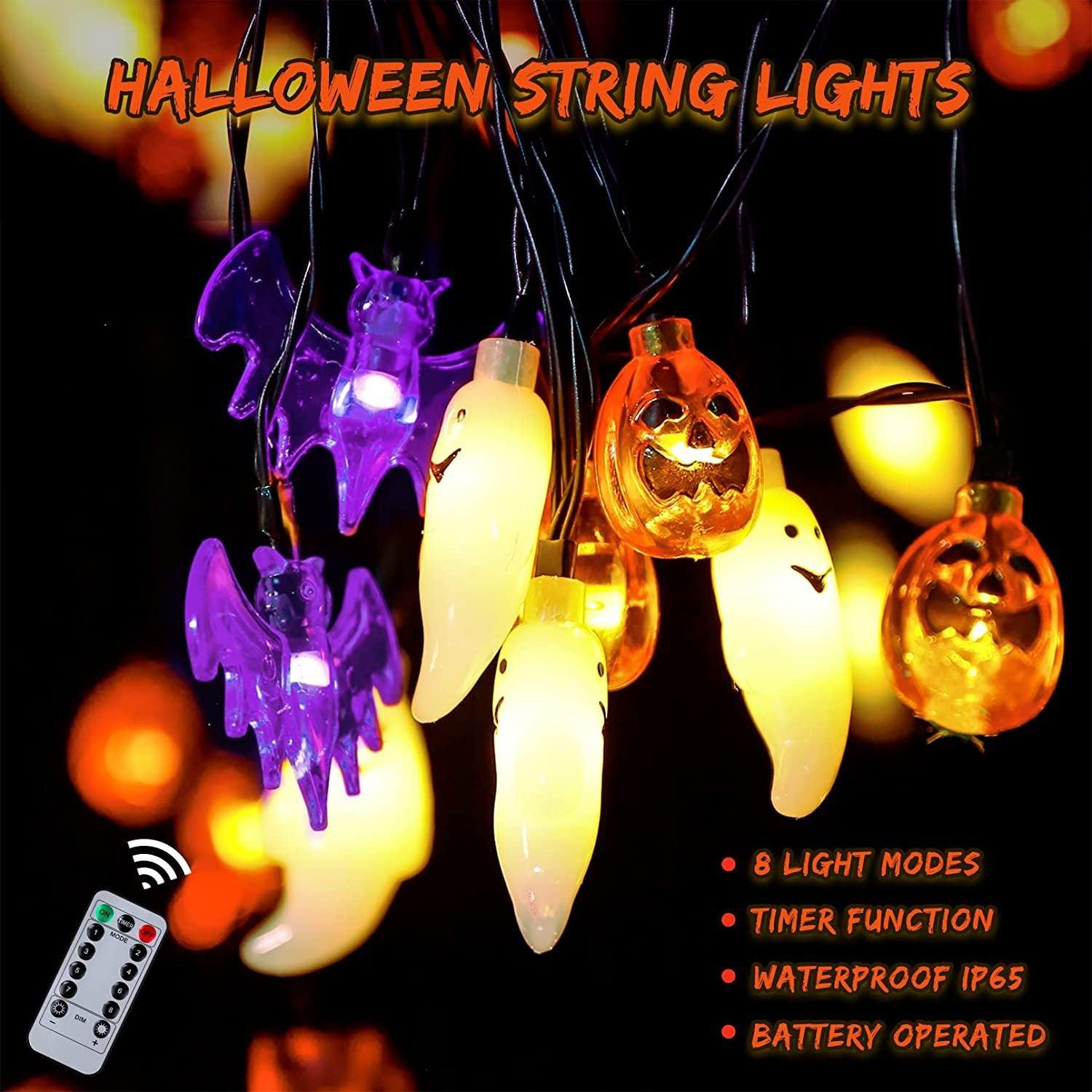 LED Halloween Pumpkin Spider Bat Skull String Light Lamp Home Garden Party Outdoor Halloween Decoration Lantern Light - Nioor