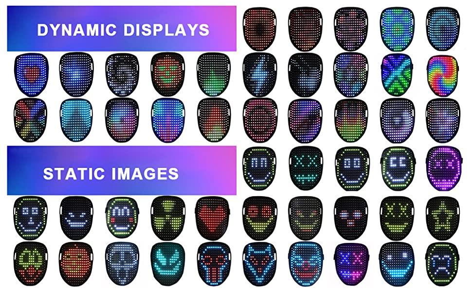 Led Mask Gesture Sensing With 50 Pattern Halloween Cosplay - Nioor